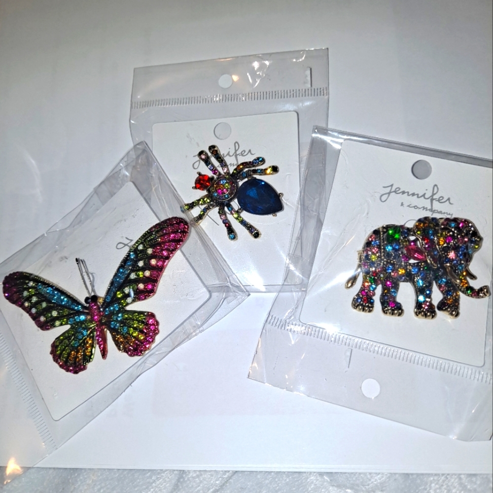 Rainbow Rhinestone Broche Set - image 1